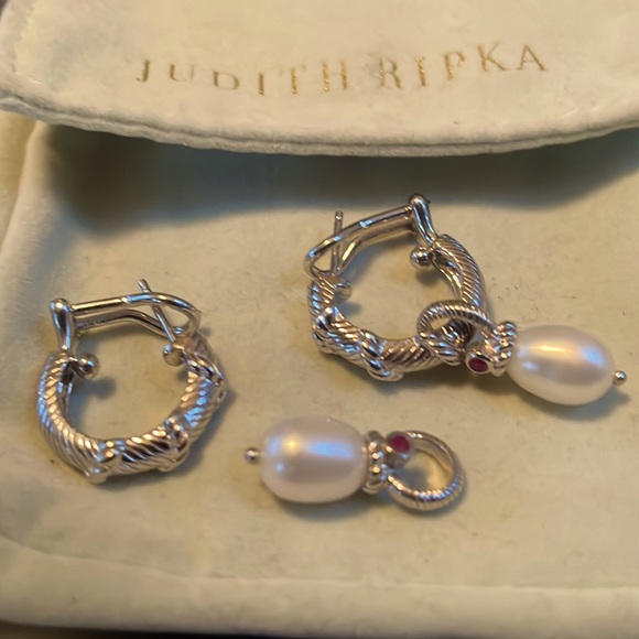 Judith Ripka sterling rope hoop earrings - Picture 8 of 11